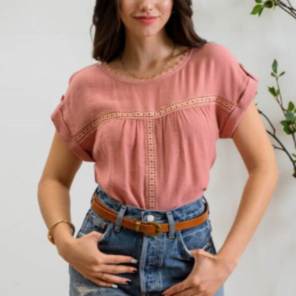 Paradise Dusty Apricot Lace Top - Picture 3 of 7